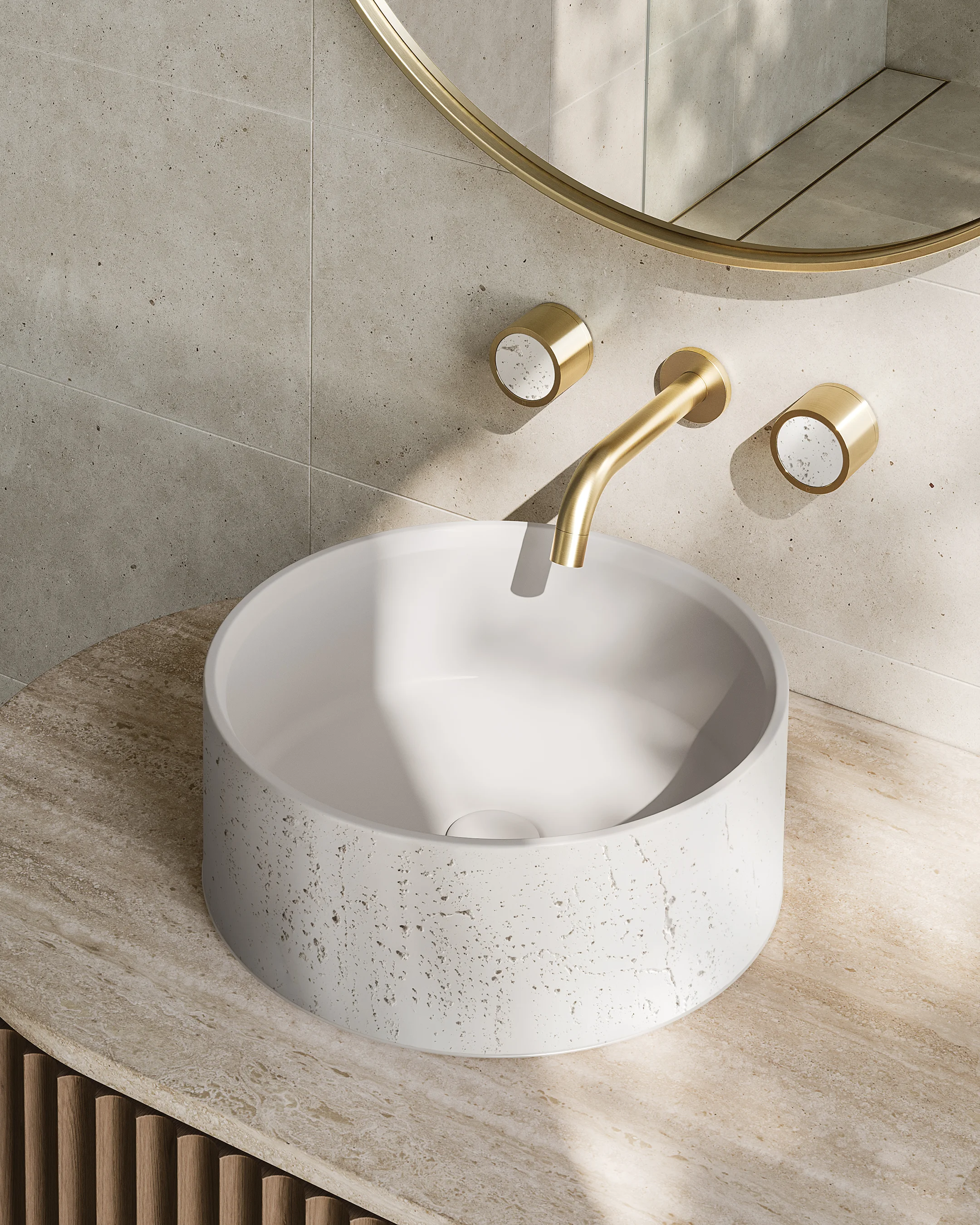 Atelis Concrete Basins   Pixi Tile Insert Taps White