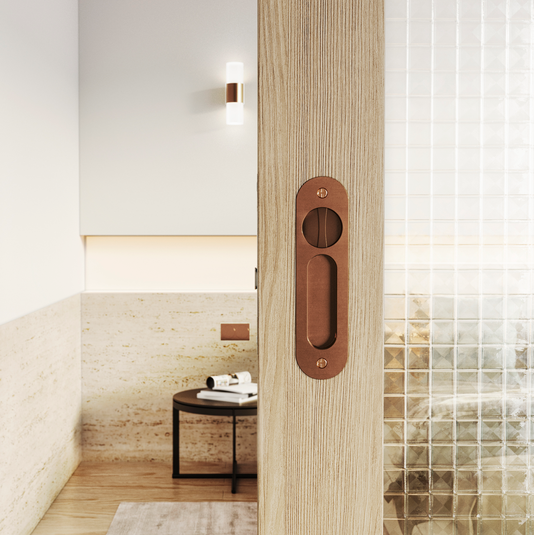 Leroy Sliding Door PrivacySet Copper