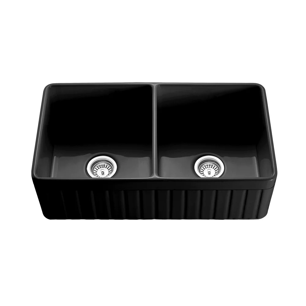 Hartley Double Farmhouse Sink Black 2