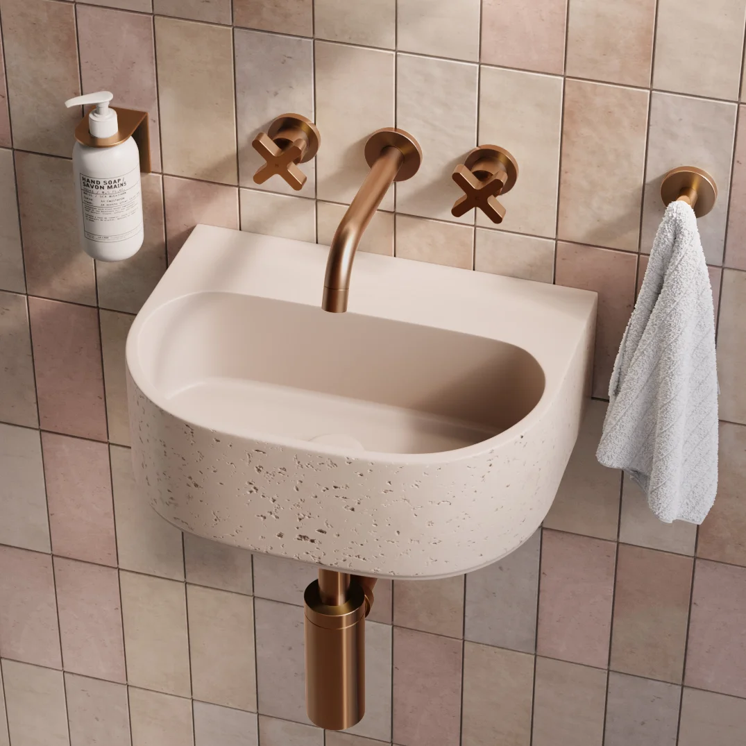 Nelios Concrete Wall Hung Basin - In Setting ALMOND BC