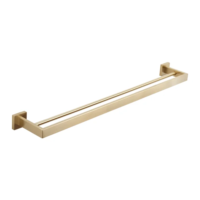 Vaada Double Towel Rail 760mm - Brushed Brass - Feature