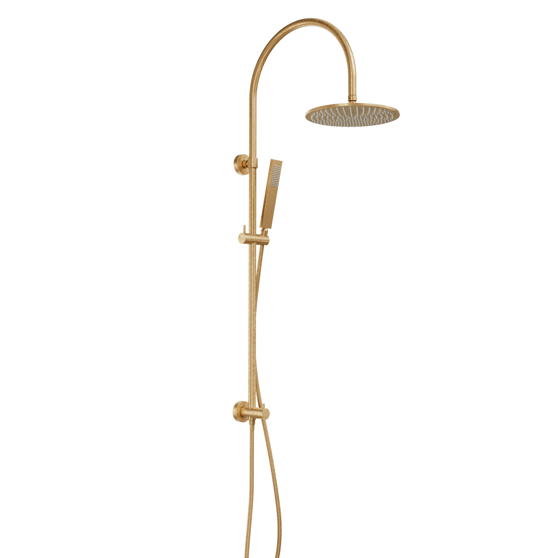 Elysian Gooseneck Shower Rail Set - Tumbled Aged Brass