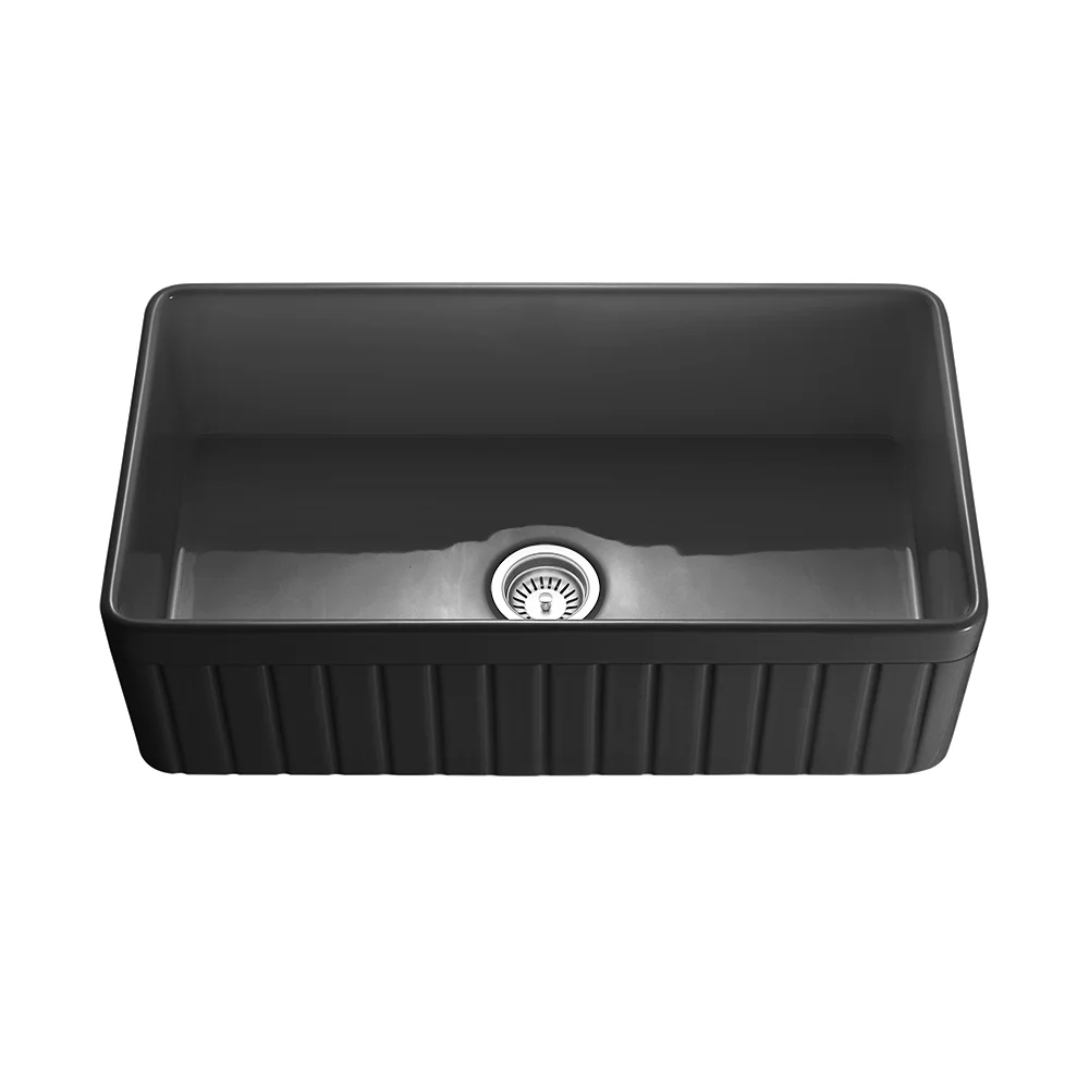 Hartley Large Single Farmhouse Sink Black 2