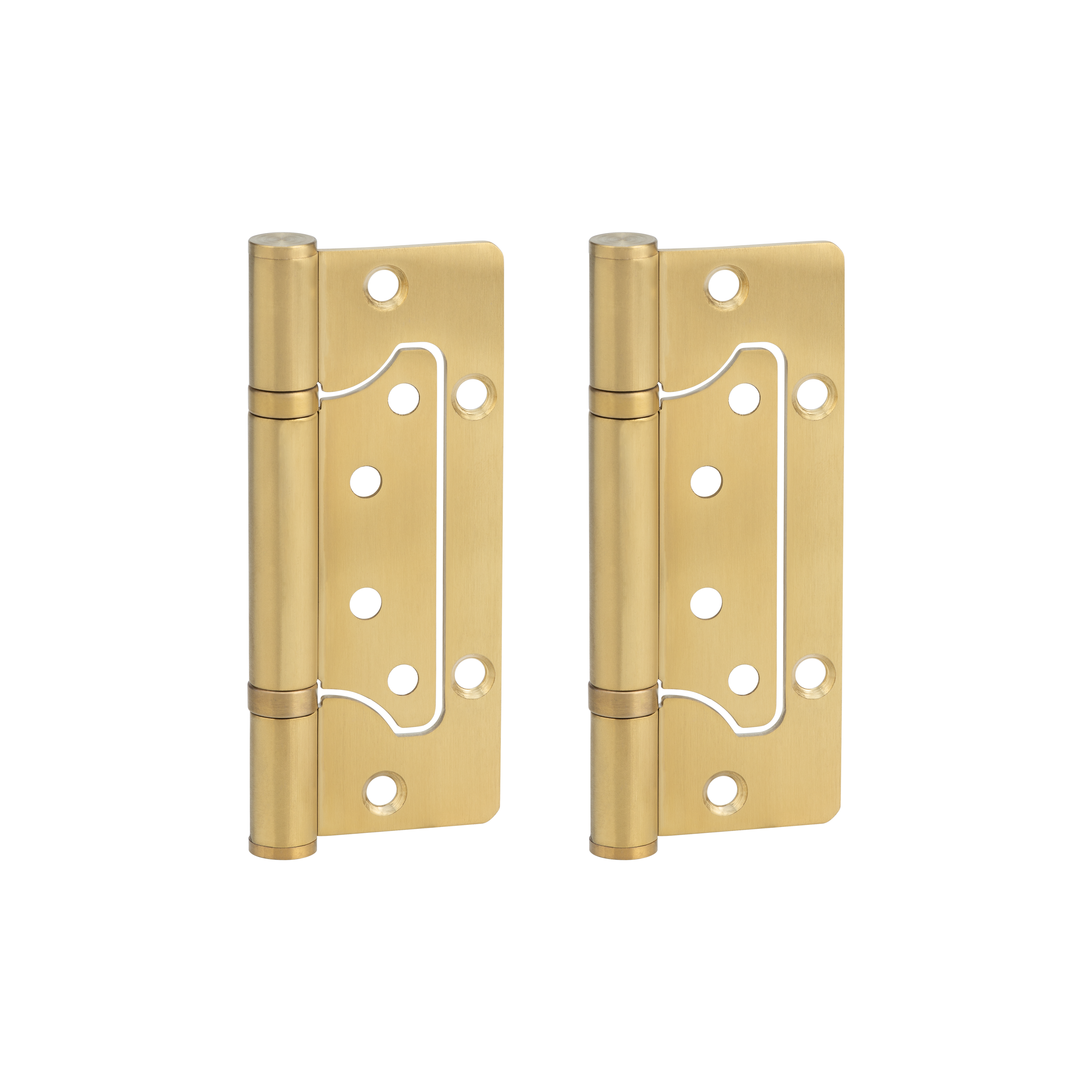 Ellis flush door hinge Pair BrushedBrass 1