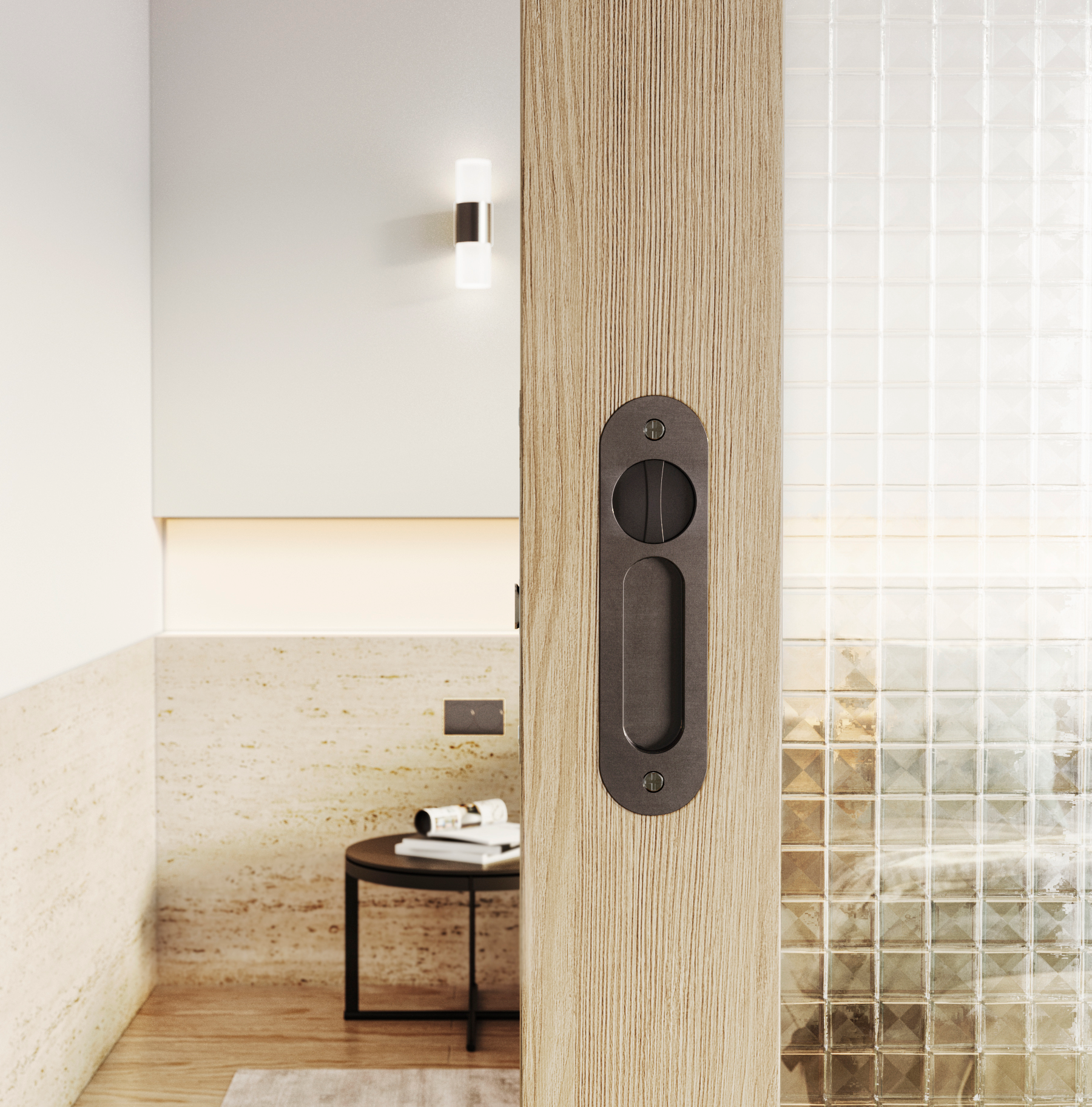 Leroy Sliding Door PrivacySet GunMetal
