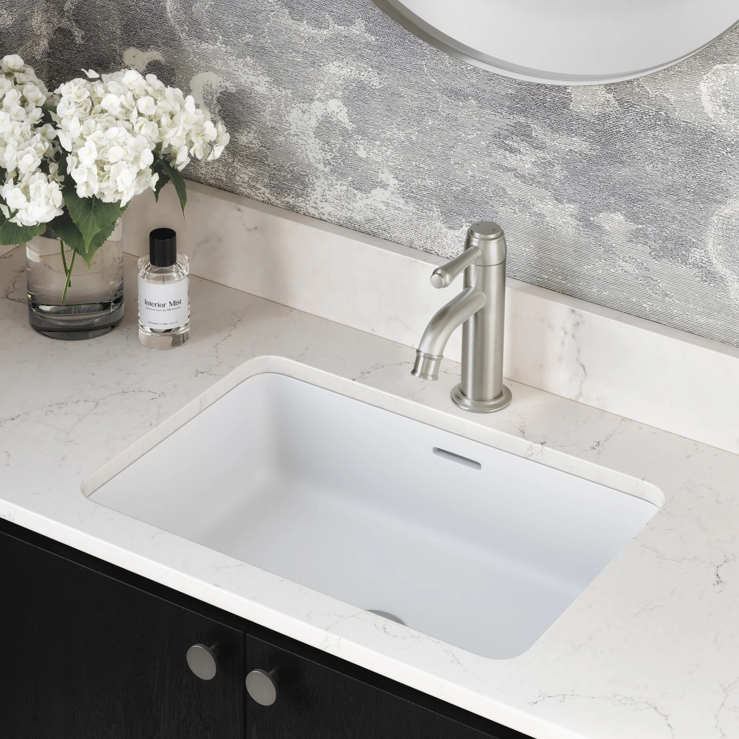 Kingsley Basin Mixer with Zuri Rectangle Matte and Elsa Knob V2 BN