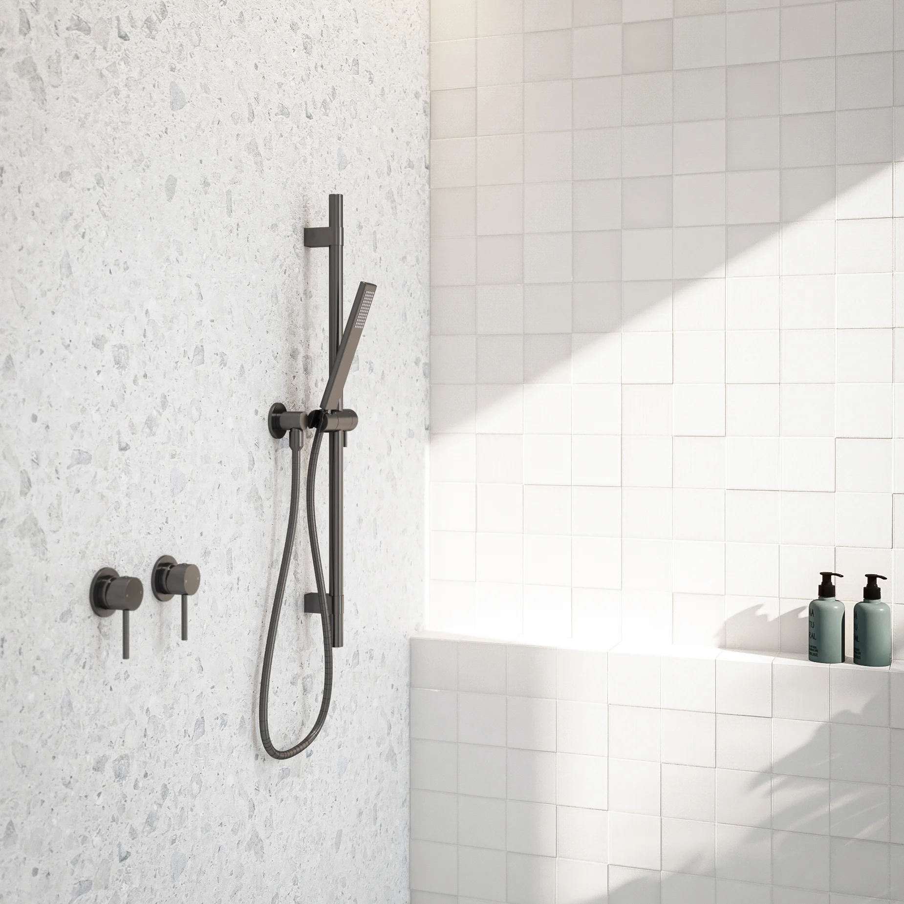 ElysianAdjustableShowerRail SideOn GunMetal
