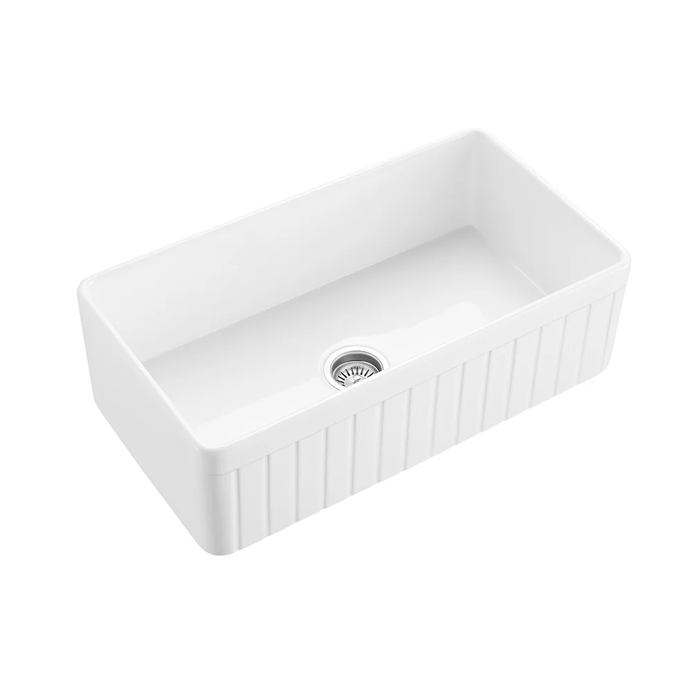 Hartley Large Single Farmhouse Sink White 5
