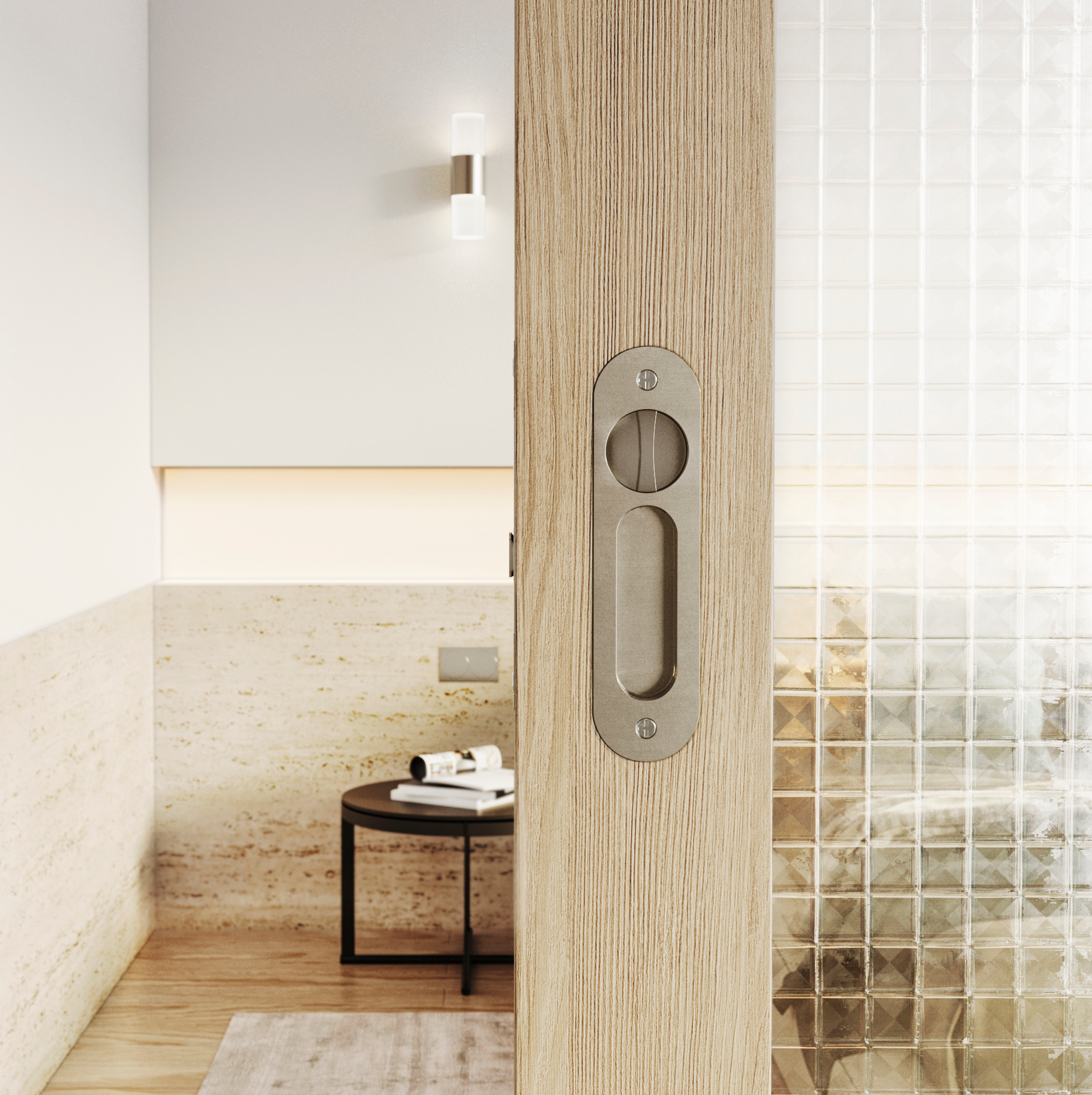Leroy Sliding Door PrivacySet Stainless