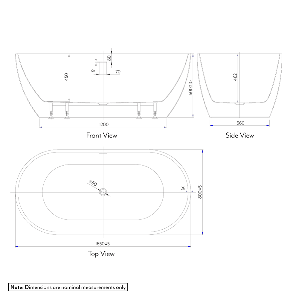 Scala Acrylic Free Standing Bath Specifications 2