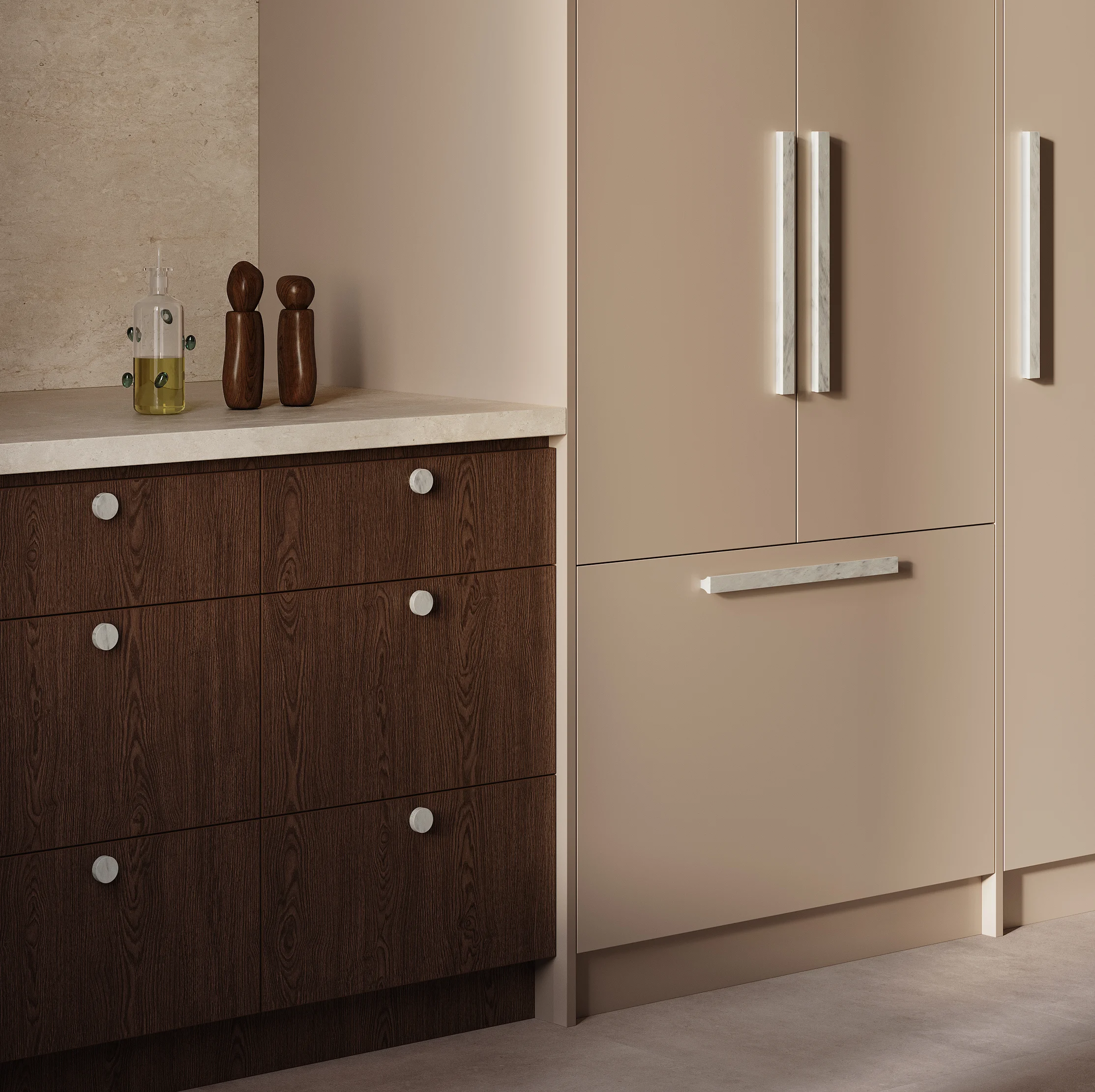 Pedra%20Cabinetry%20Pull%20400mm%20Pedra%20Large%20Knob%2035mm Carrara%20Marble