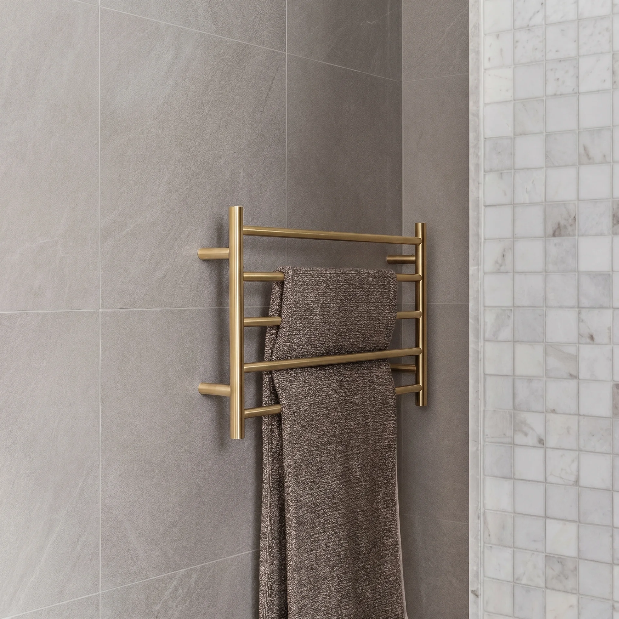 elysian heated towel ladder brushed-brass