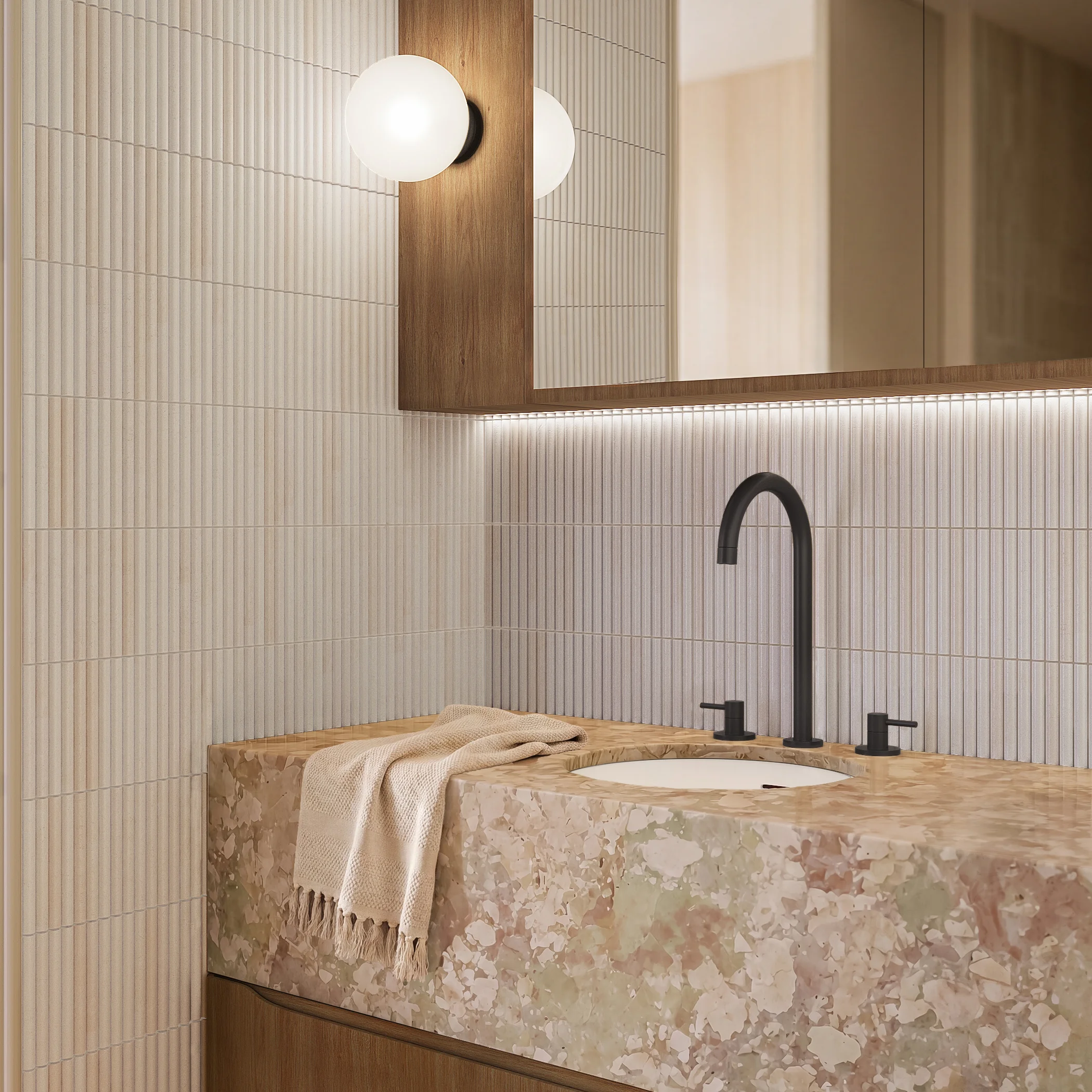 Elysian Assembly Bench Mounted Taps Nara Rounded Mosaic  Insetting MB