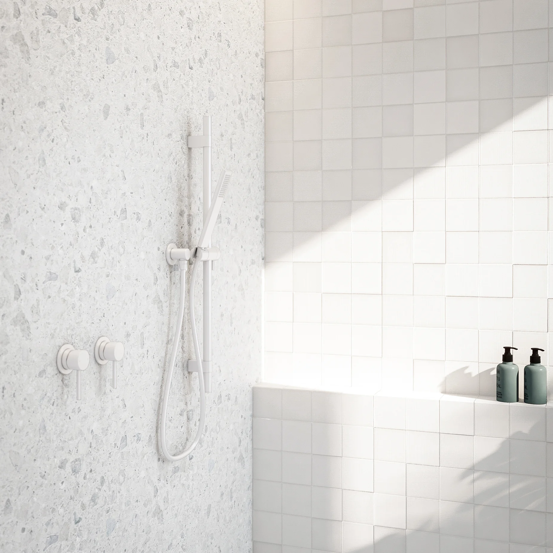 ElysianAdjustableShowerRail SideOn White