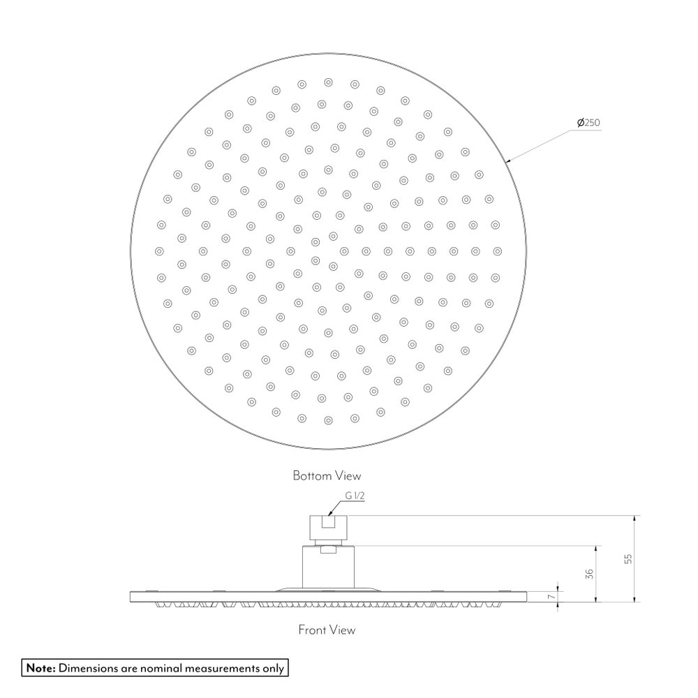 Shower Head Round 250mm GALLERY SPEC-01
