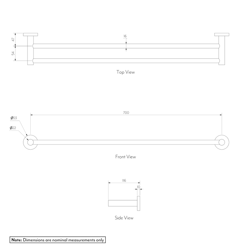 Elysian double towel rail SPEC-01