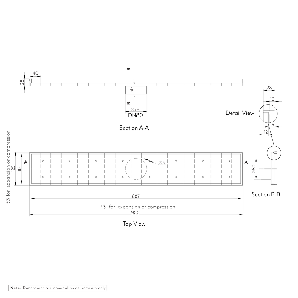 PIXI 900mm Shower Channel GALLERY SPEC-01