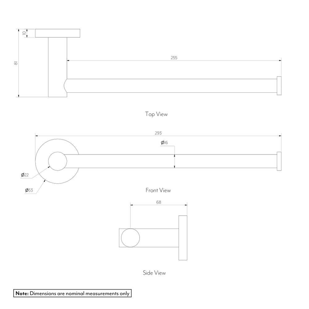 Elysian hand towel holder SPEC-01