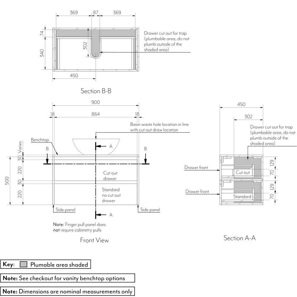 Addison 2-Drawer 900mm