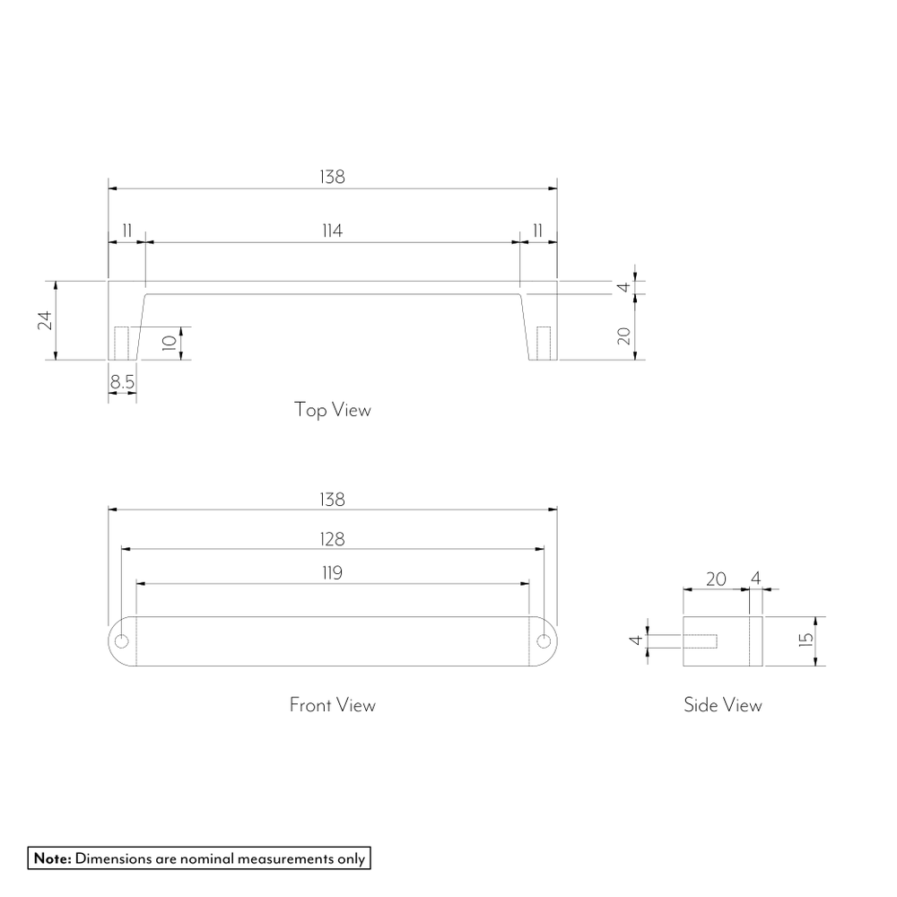PIKA Cabinetry Pull 136mm - GALLERY SPEC-01