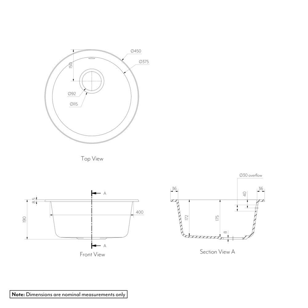 Vienna Round Sink Spec UKNZ-01