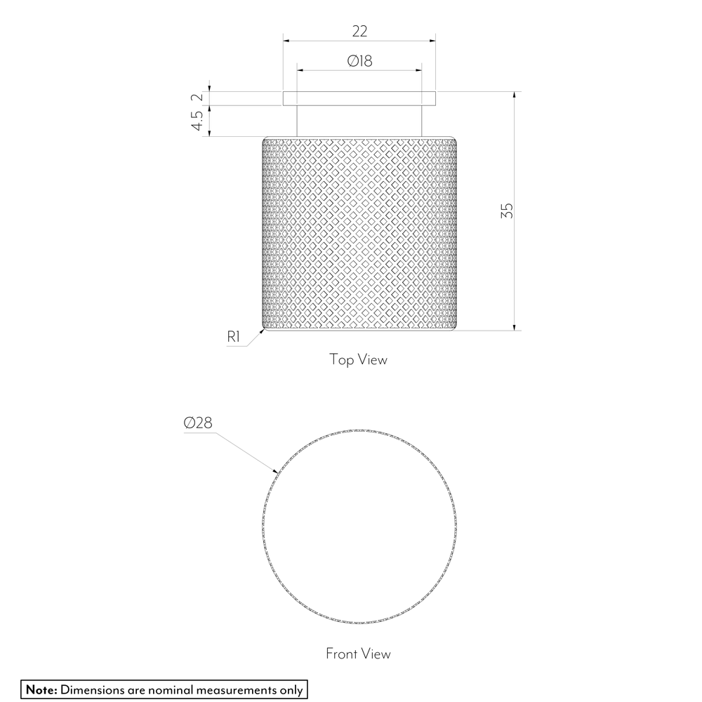 TEZRA Textured Cabinetry Knob Spec-01