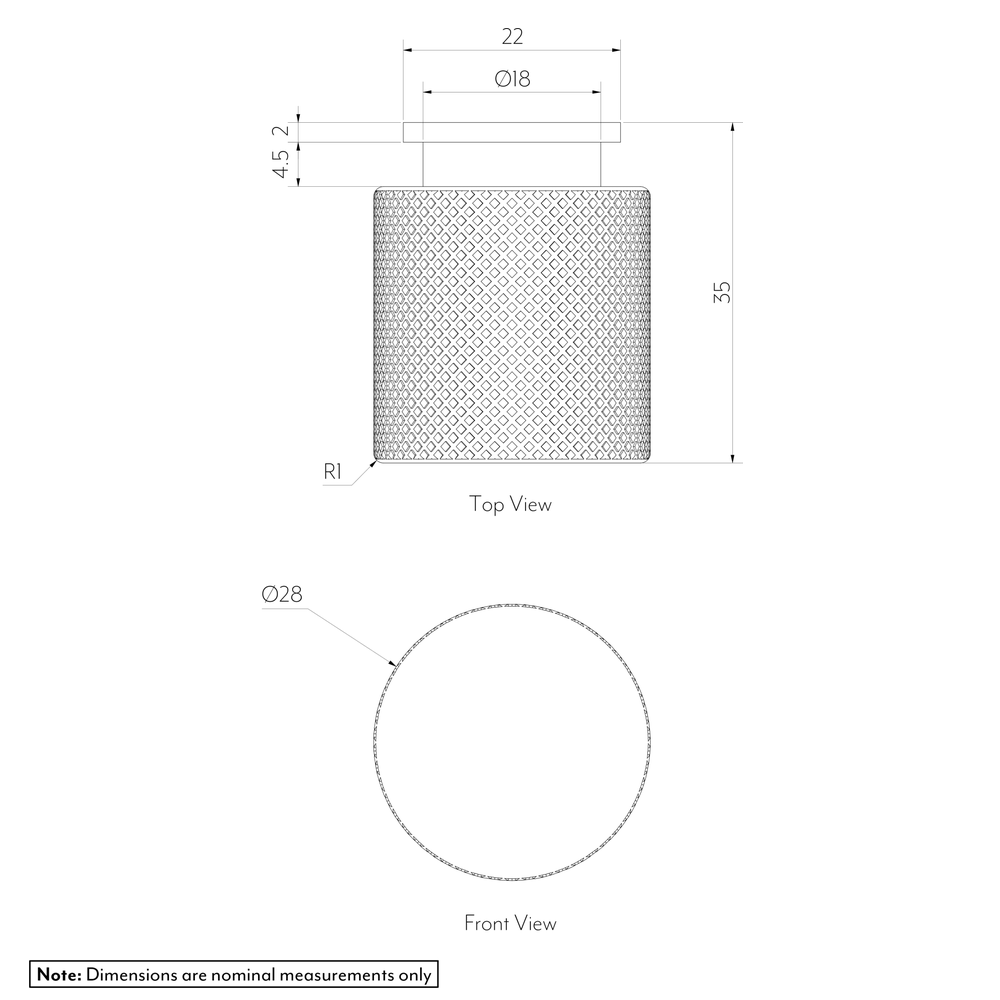 TEZRA Textured Cabinetry Knob Spec-01