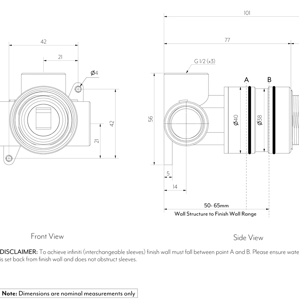 Minimal Mixer Body - In wall SPEC