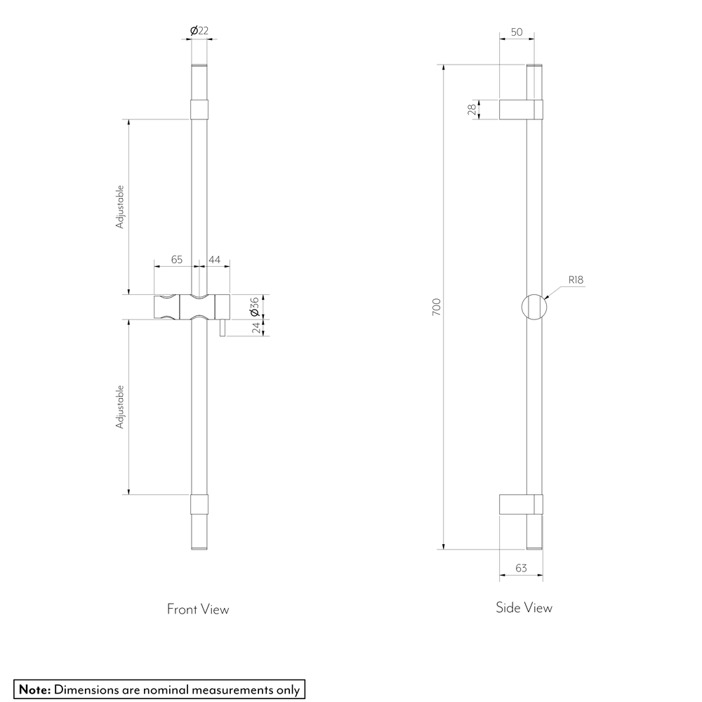 ELYSIAN Adjustable Shower Rail -GALLERY SPEC-01