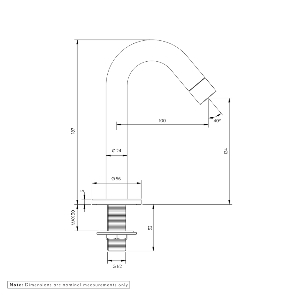 Mini Hob Bench Spout - SPEC-01