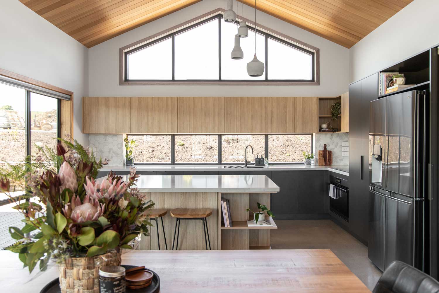 Open-plan-living-modern-barndominium-interiors-with-high-ceilings-